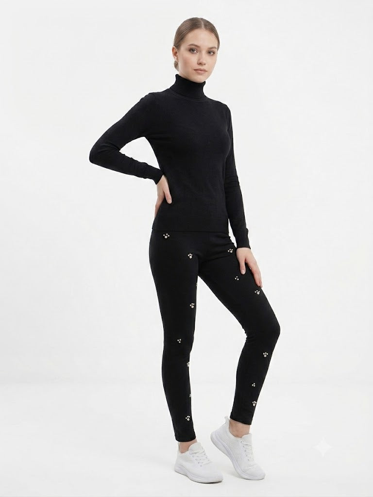 Poly / Span Lady's Knit Legging Black