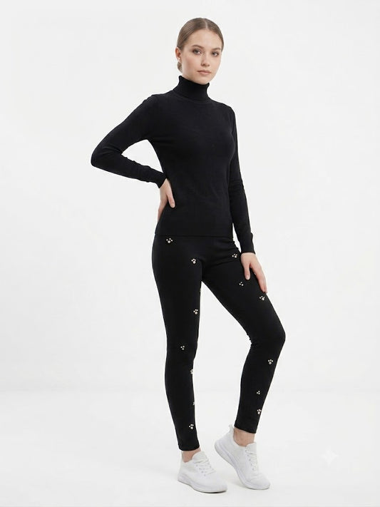Poly / Span Lady's Knit Legging Black