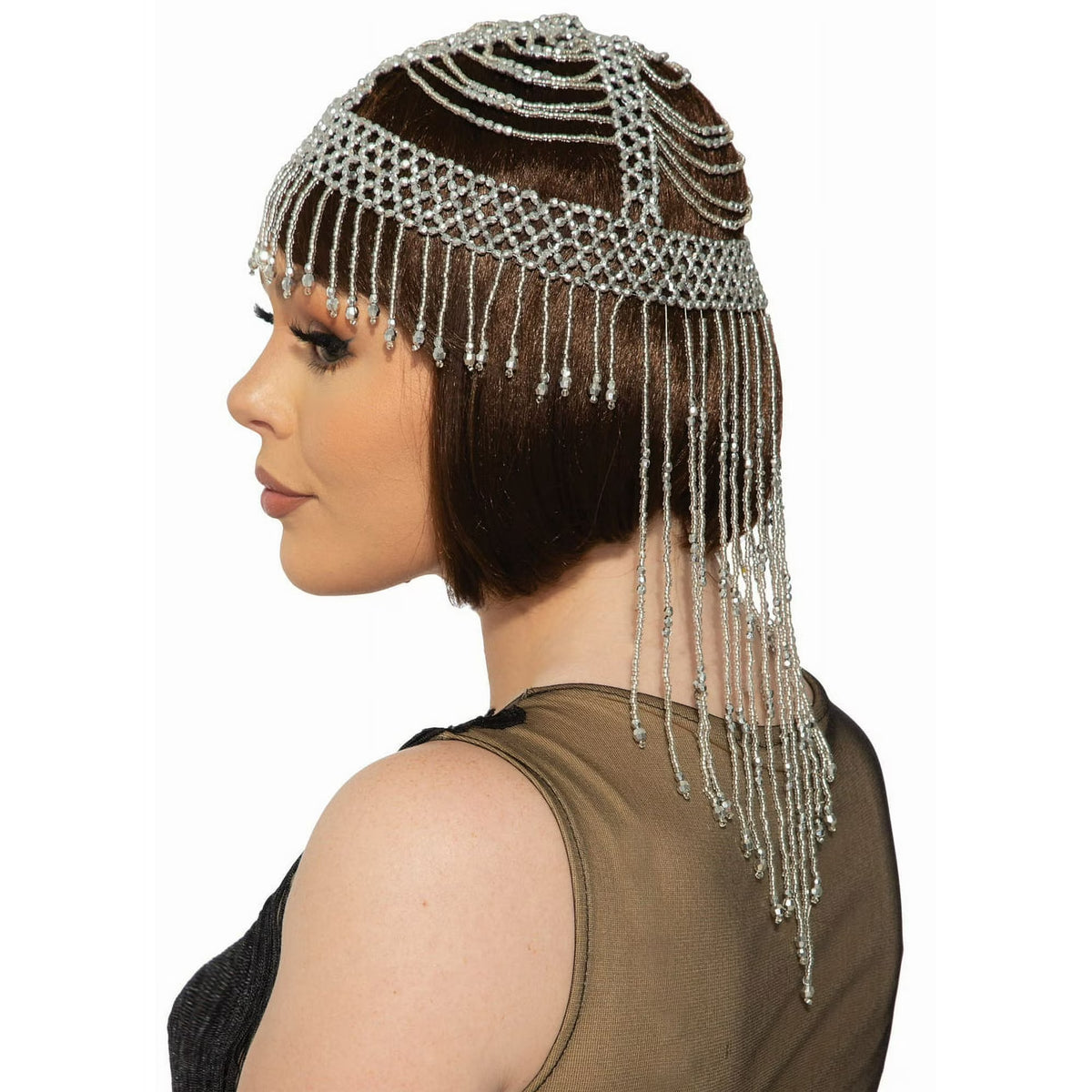 Roaring 20's Silver Beaded Headpiece