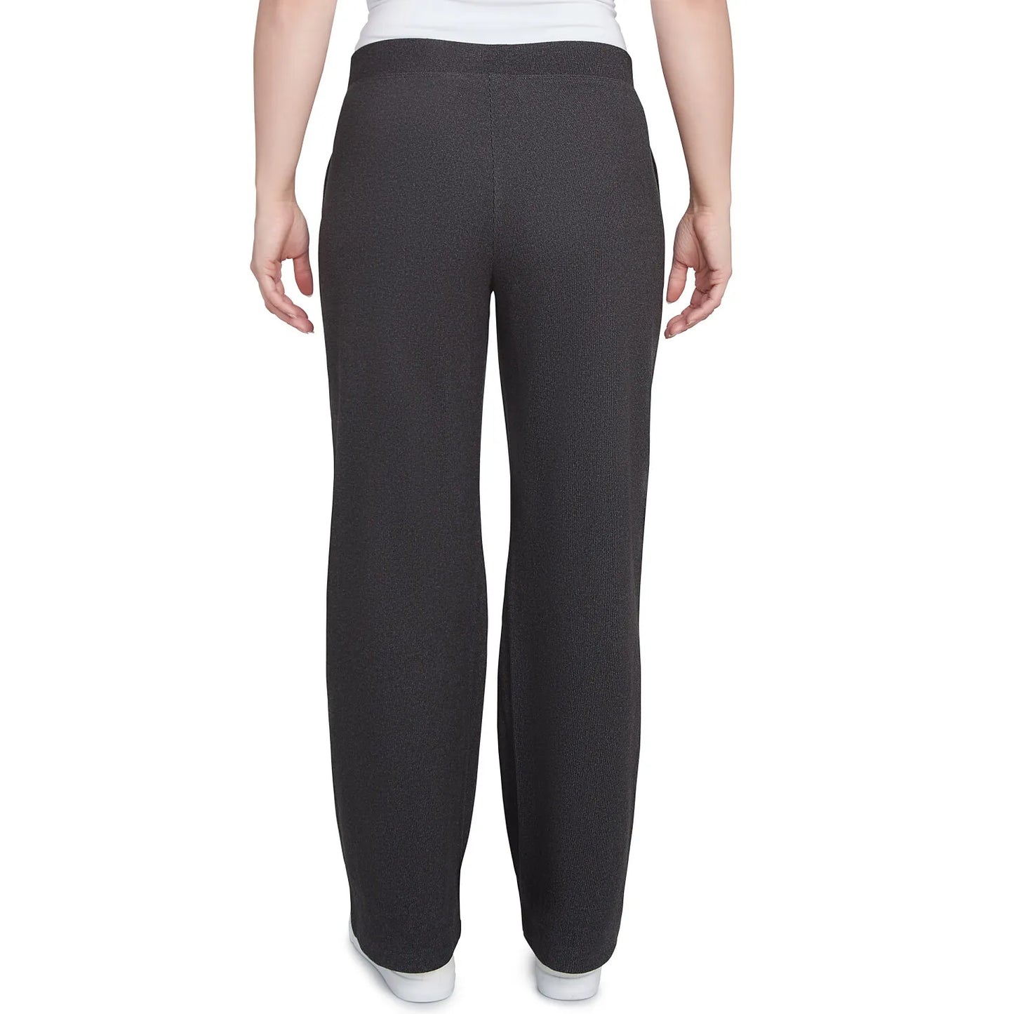 Luxe Stretch Rib Knit Straight Leg Pull-On Pant Charcoal Heather - Ruby Rd