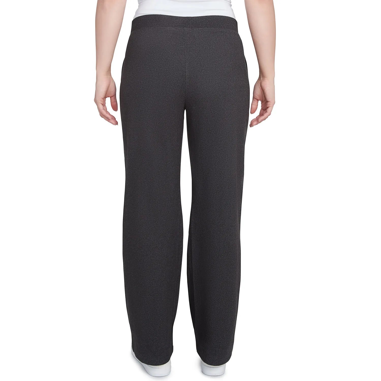 Luxe Stretch Rib Knit Straight Leg Pull-On Pant Charcoal Heather - Ruby Rd