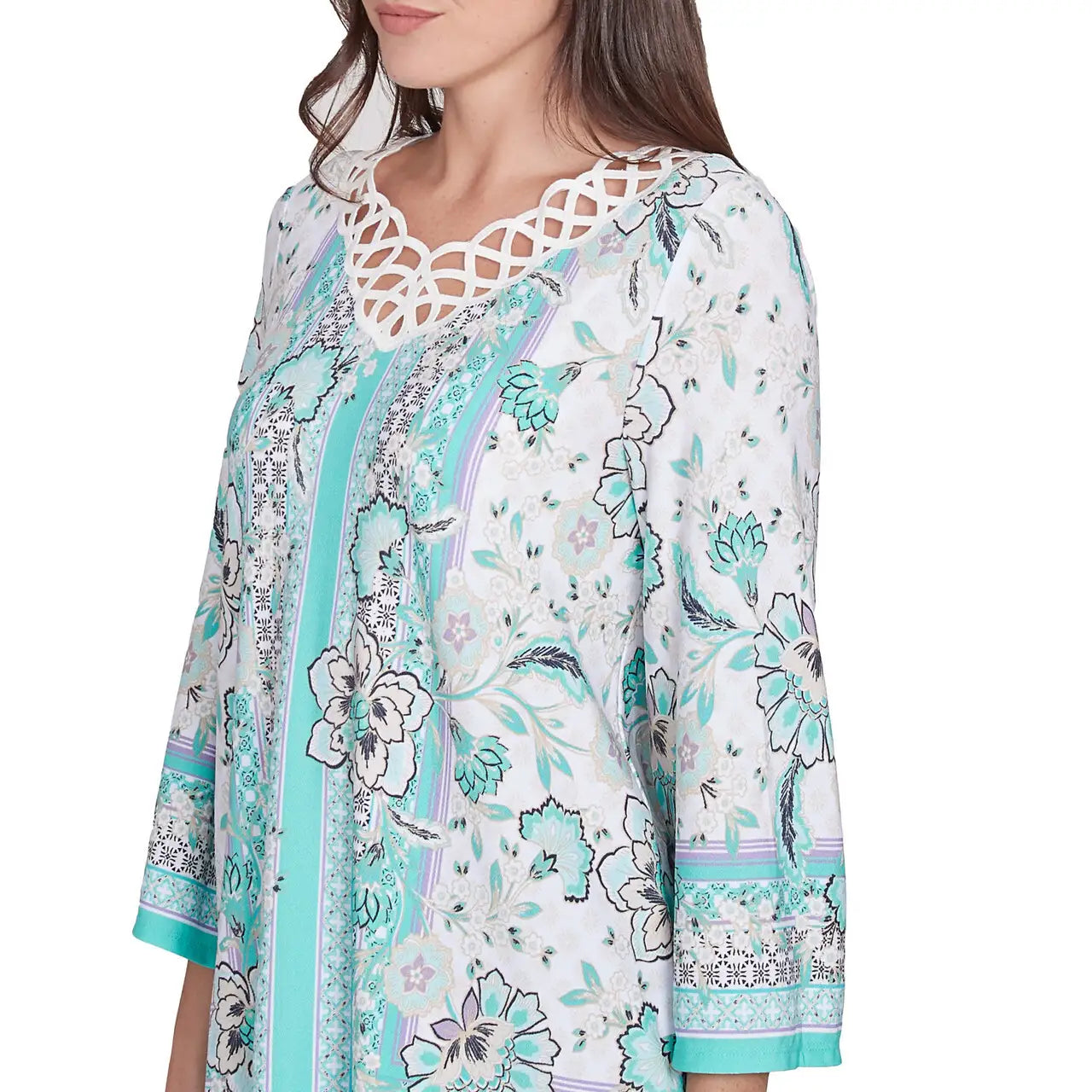 Floral Scarf Placement Crepe Top Julep Multi - Ruby Rd