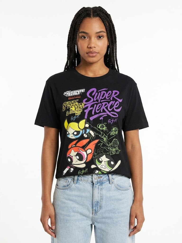 Powderpuff Girl  Boyfriend Tee Black