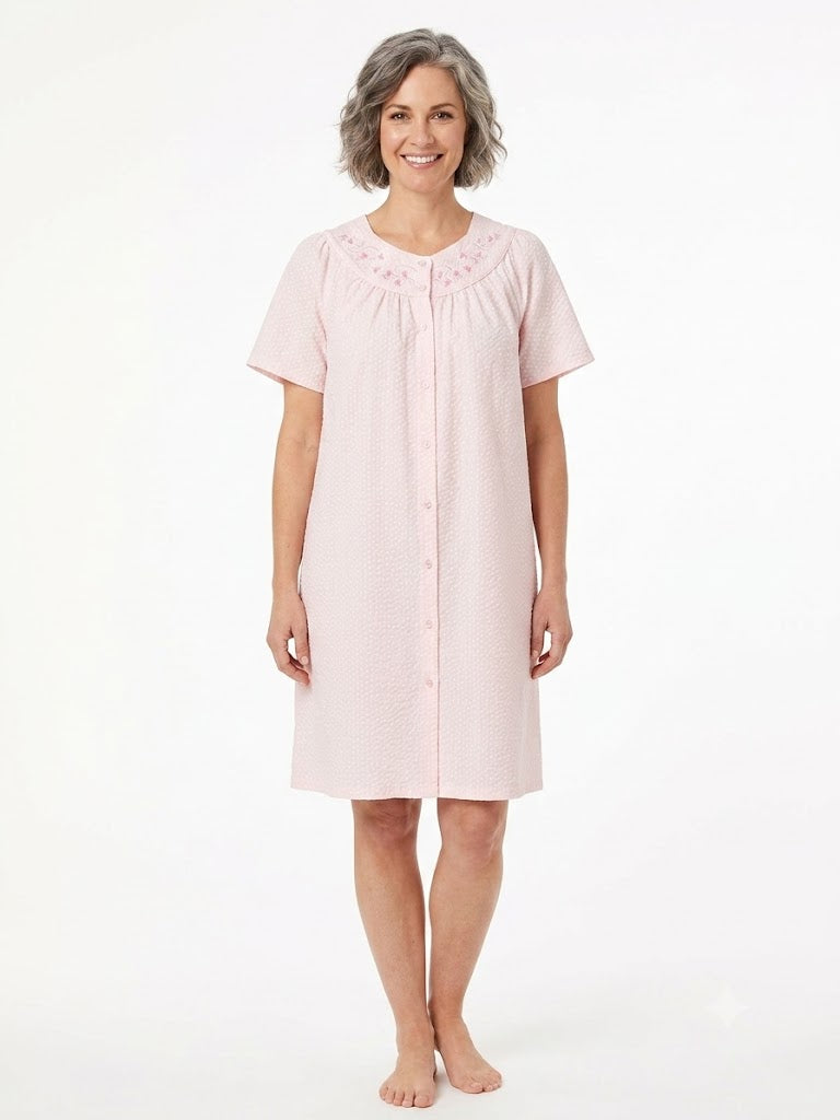 Ladies Trapunto Duster w /  Snaps & Pockets Salmon