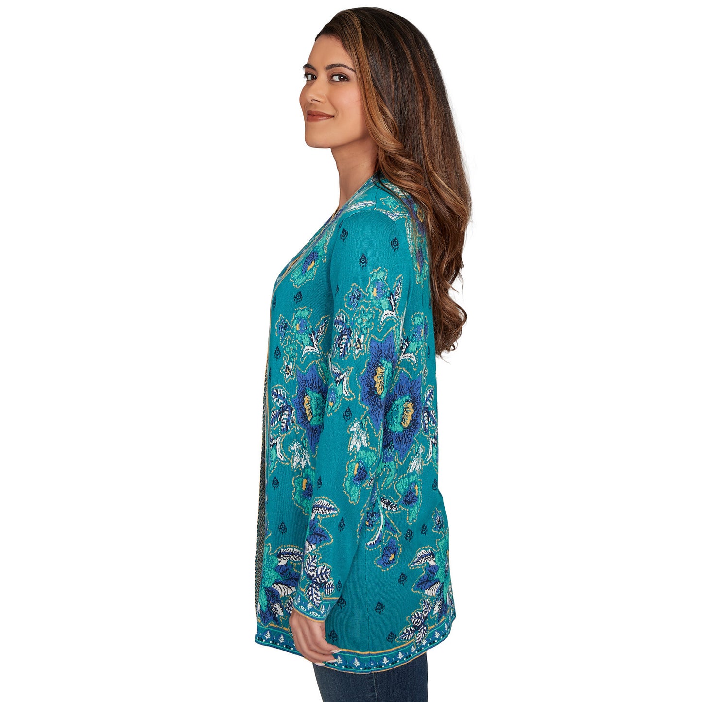 Floral Open Front Sweater Cardigan  - Ruby Rd