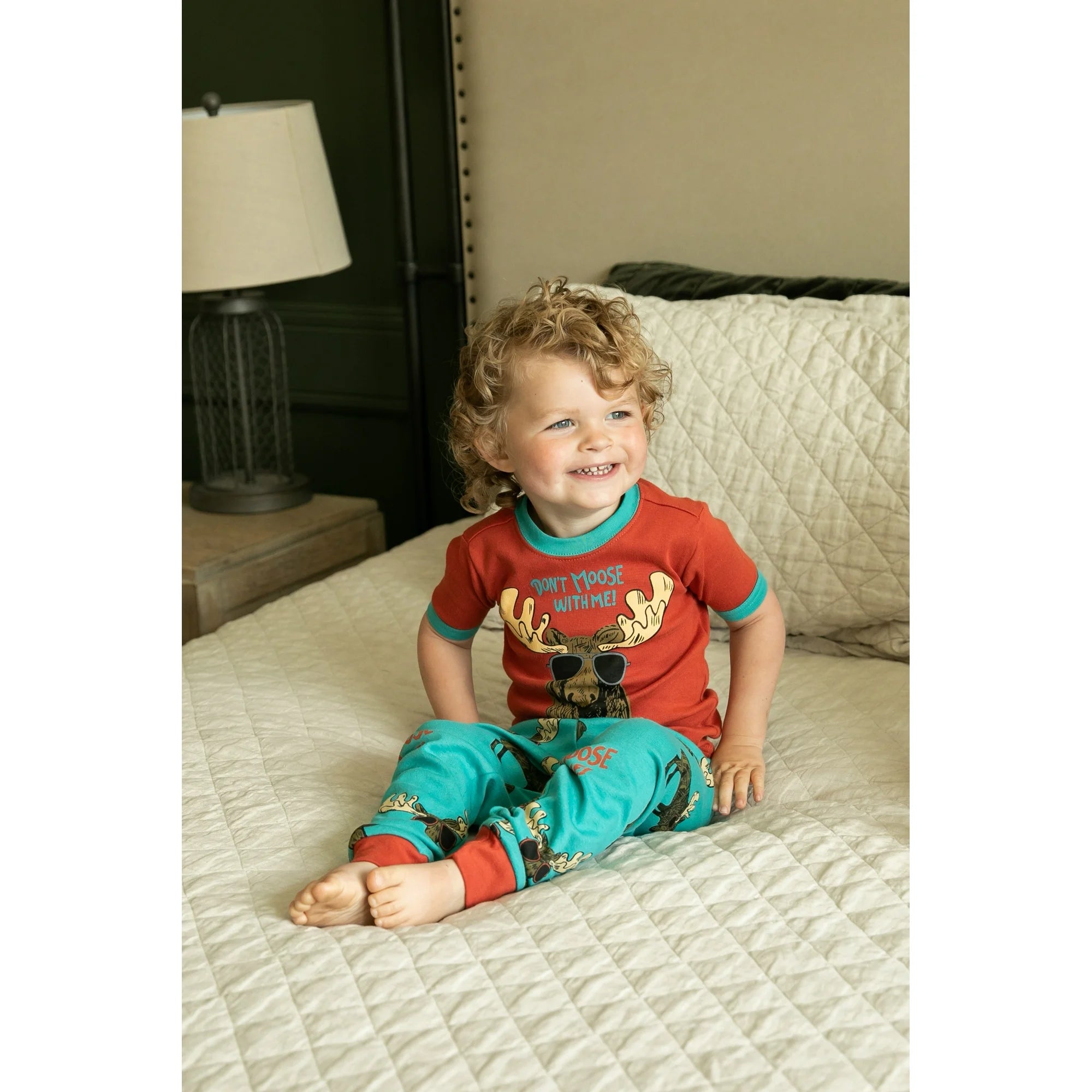 Don't Moose with Me Blue Kid Short Sleeve Set