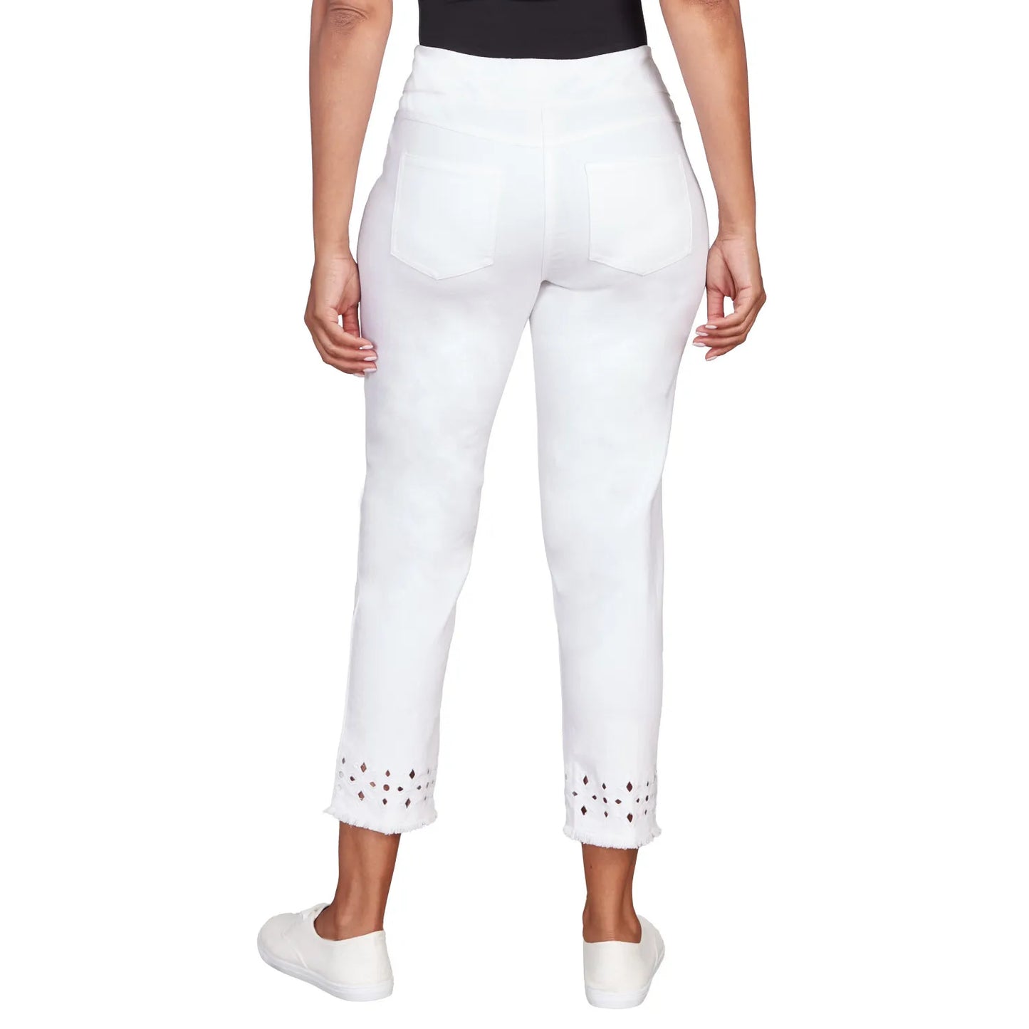 White Denim Lace Hem Jeans