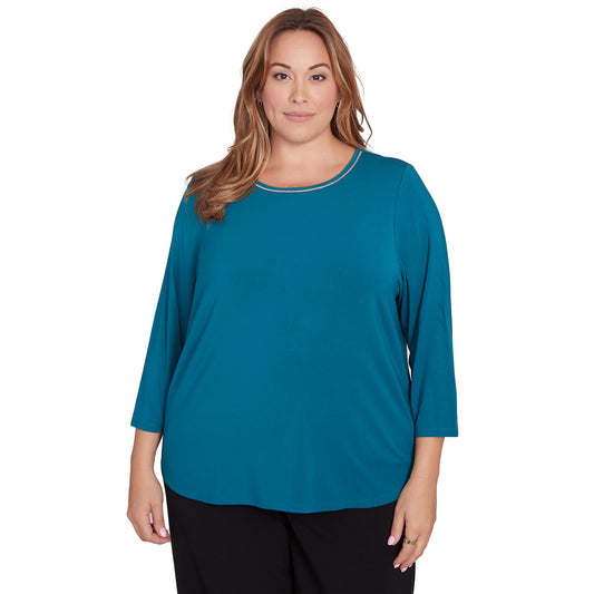 Plus Micro Bead Chain Stretch Solid Top Adriate   - Ruby Rd