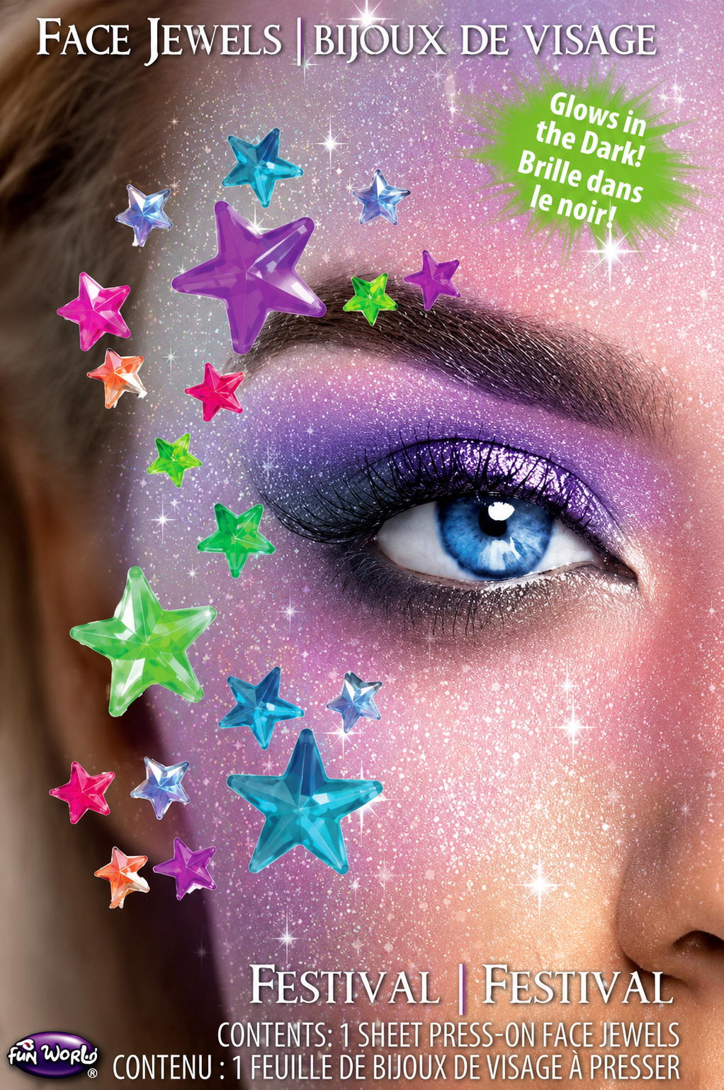 Glow-in-the-Dark Face Jewels Festive
