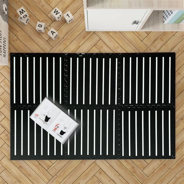 Play Mat with Design 6 Pieces - Black/White