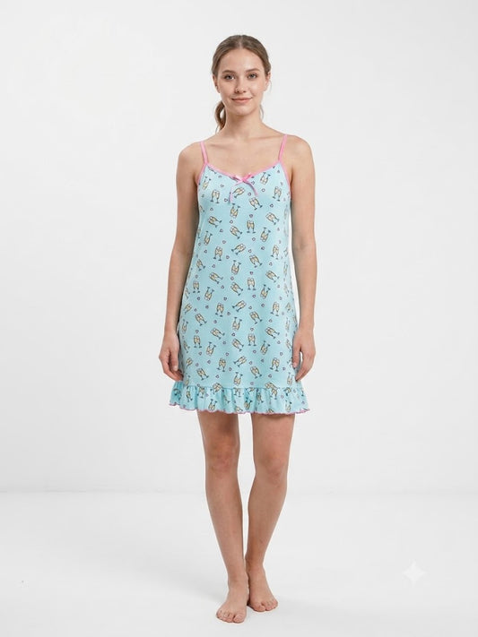 Ladies AOP Chemise w / ADJ Straps Prints CUPS AND HEARTS