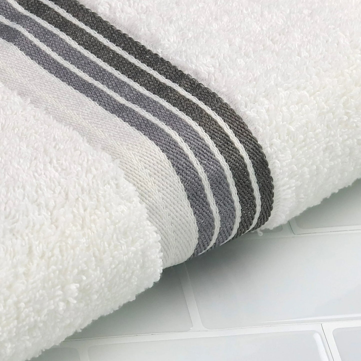 Bath Towel Ombre Stripe White 27x52