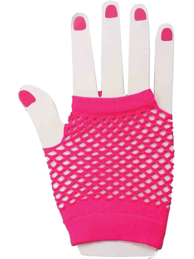 Fishnet Fingerless Glove Short Pink