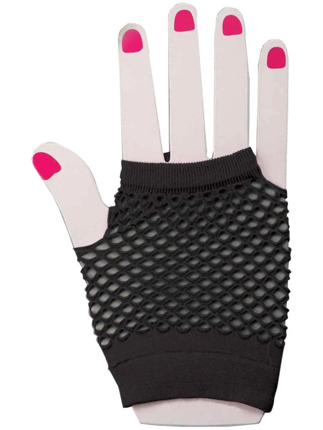 Fishnet Fingerless Glove Short Black