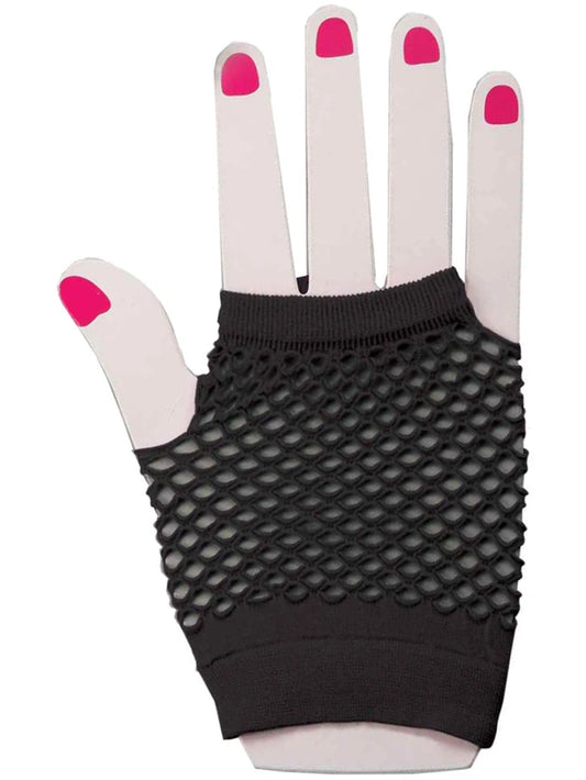 Fishnet Fingerless Glove Short Black