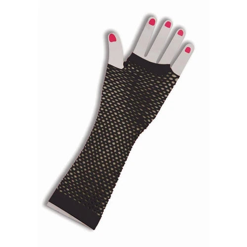 Fishnet Fingerless Glove Long Black