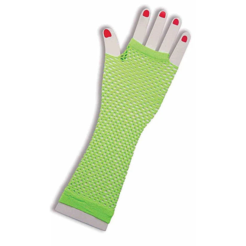 Fishnet Fingerless Glove Long Neon Green
