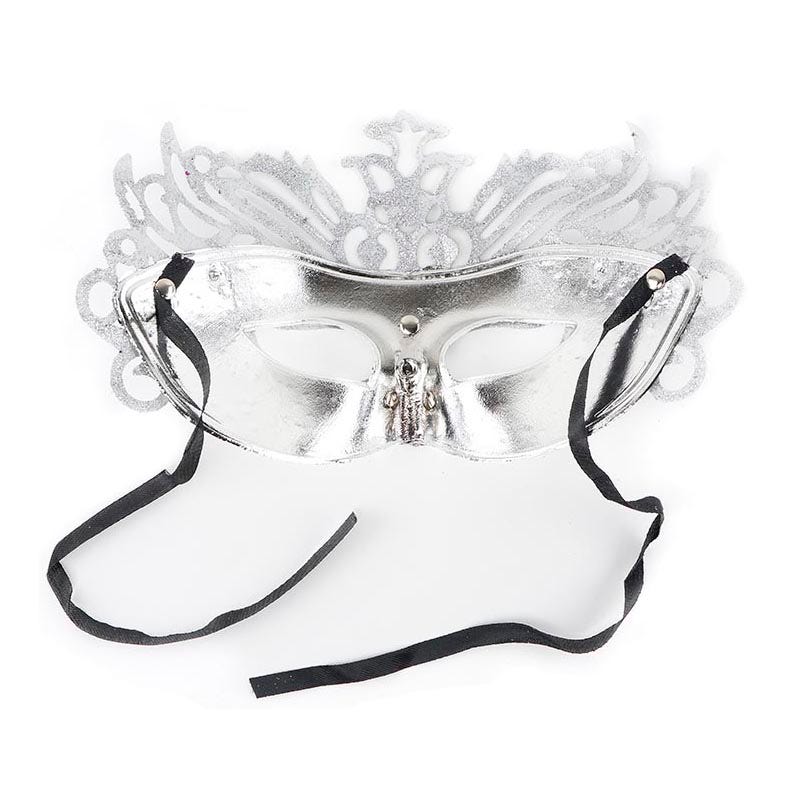 Glittered Carnival Mask Form Silver