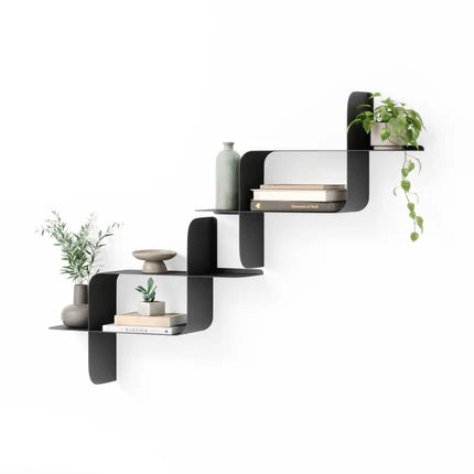 Montage Metal Wall Shelves, Set of 2 Black