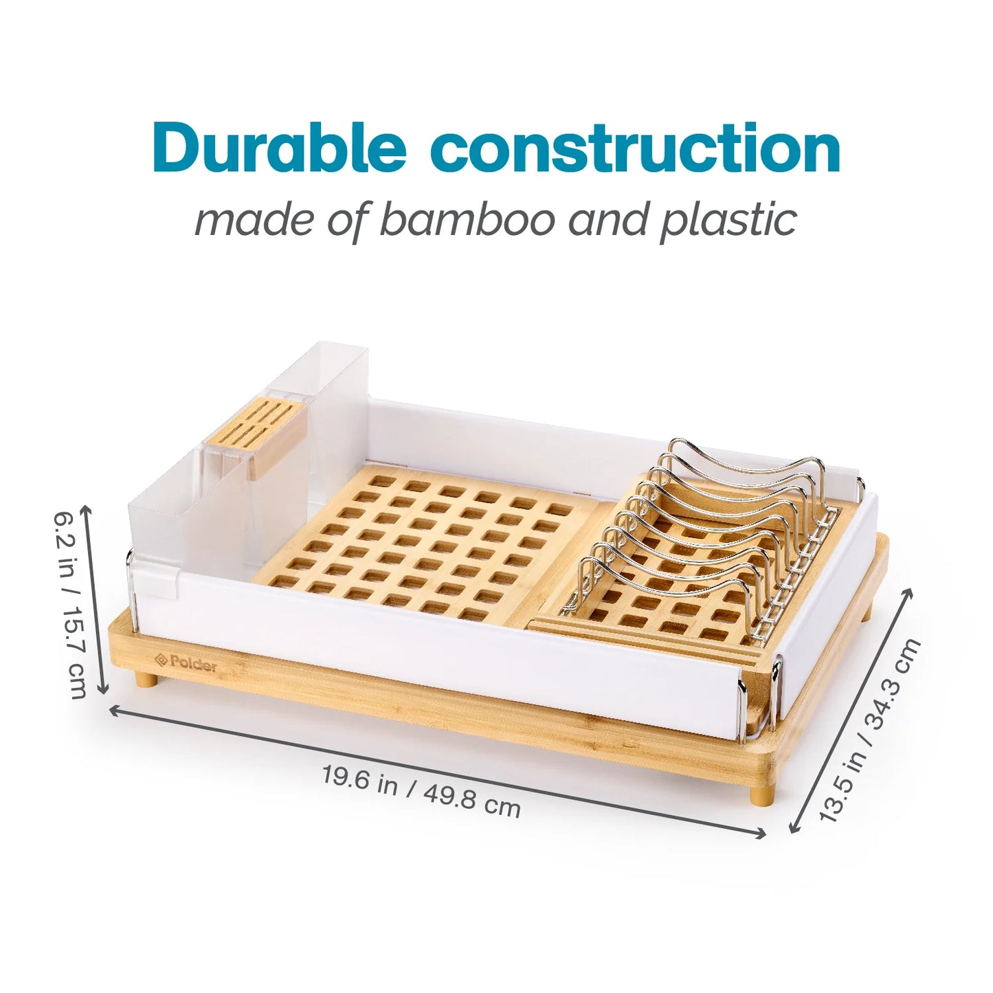 Large Capacity Bamboo Dish Rack White
