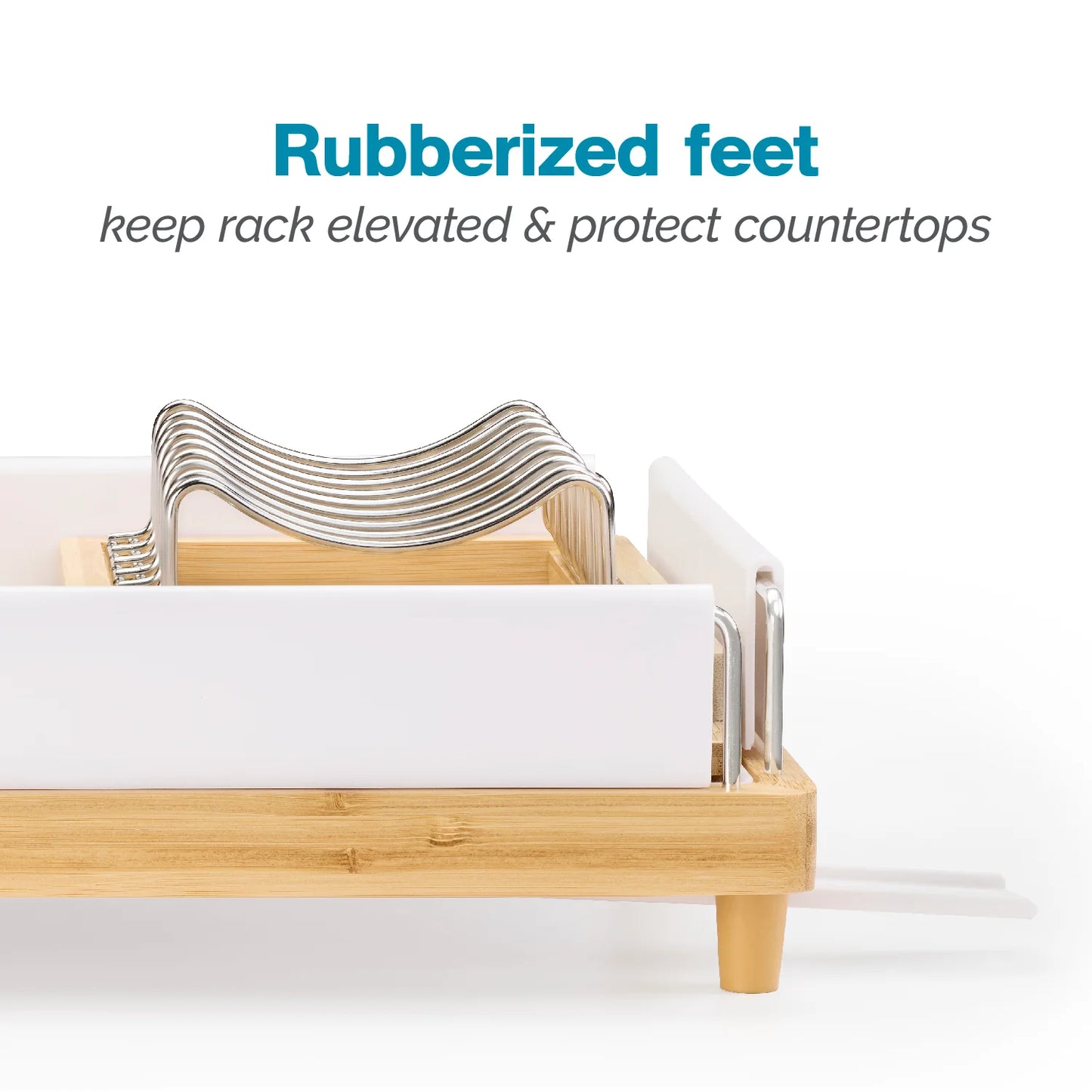 Large Capacity Bamboo Dish Rack White