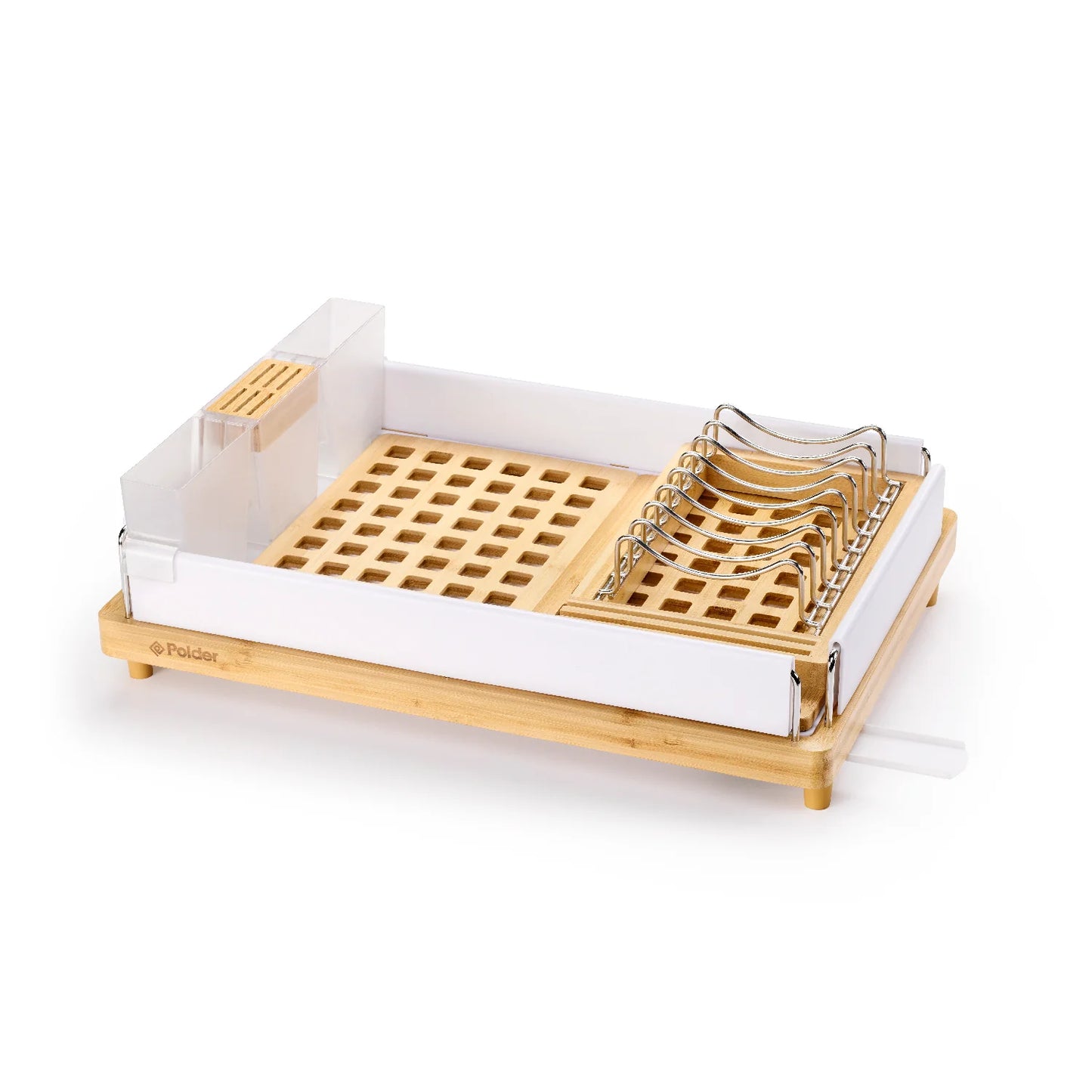 Large Capacity Bamboo Dish Rack White