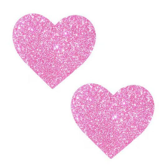 Bella Rosa Pink Gold Shimmer Heart Nipple Cover Pasties