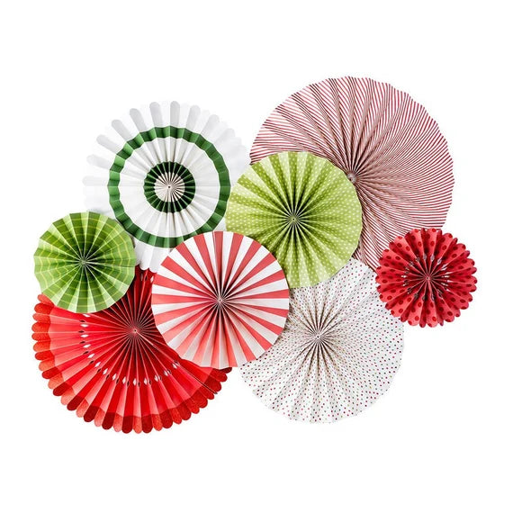 Double-Sided Merry Christmas Party Fans Set of 8