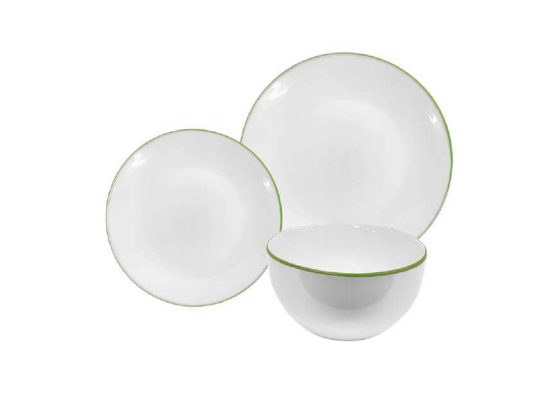12-Piece Dinnerware Set White- Green