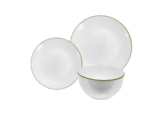 12-Piece Dinnerware Set White- Green
