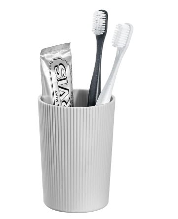 Fluted Toothbrush Holder Grey/Clear