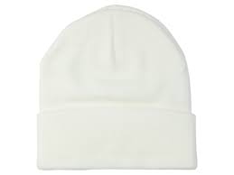 ACRYLIC KNIT SUPER STRETCH CUFF HAT-WHITE