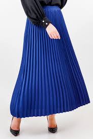 Ladies Solid 36" Pleated Skirt Electric Blue - Liz & Lilli