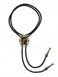 BOLO TIE Cowboy Necklace Pendant Strap Medallion TIGER'S EYE STONE