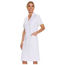 Vestido de uniforme médico con botones delanteros blanco