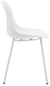 Nordic Style PP Plastic Dining Chair with Metal Frame White