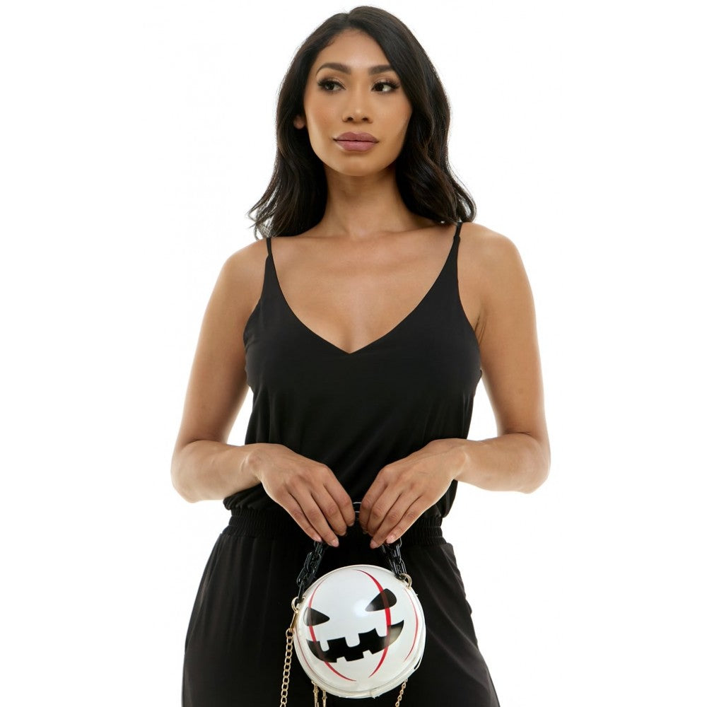 White Evil Pumpkin Chain Purse