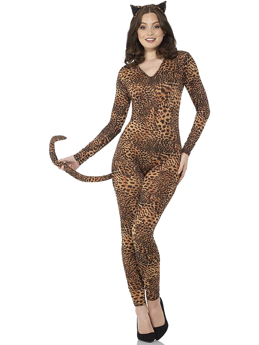 Wild Leopard Print Cat Suit Women's Costume