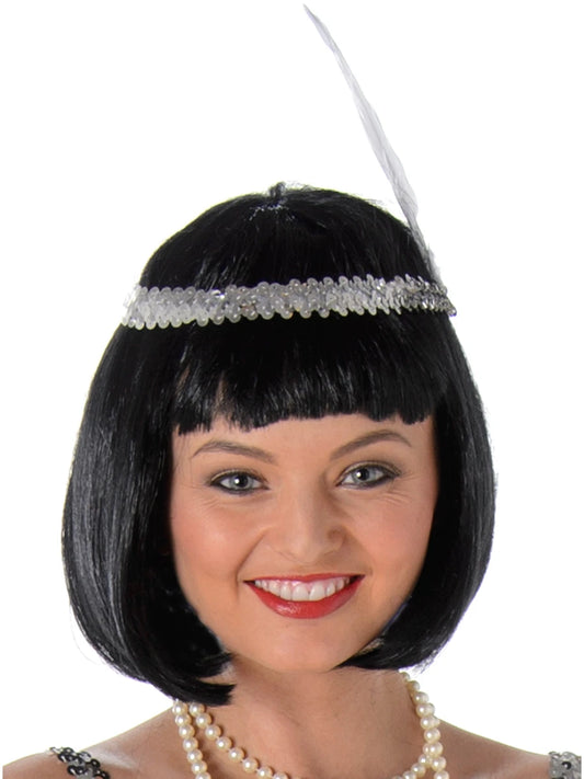 20s Flapper Silver Sequin Headband