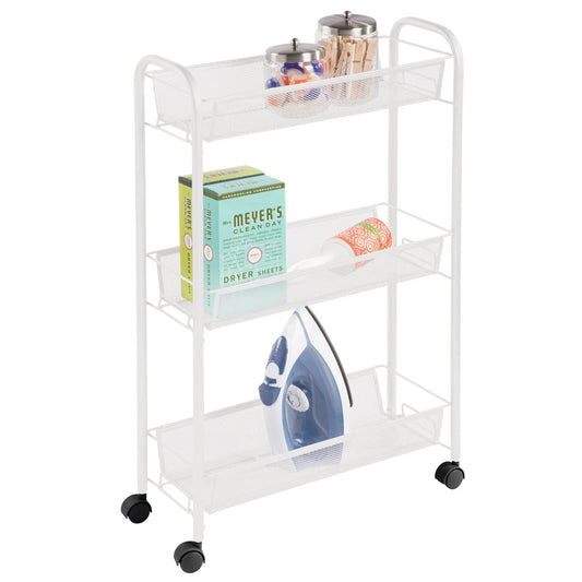 Brio 3-Tier Narrow Rolling Cart White