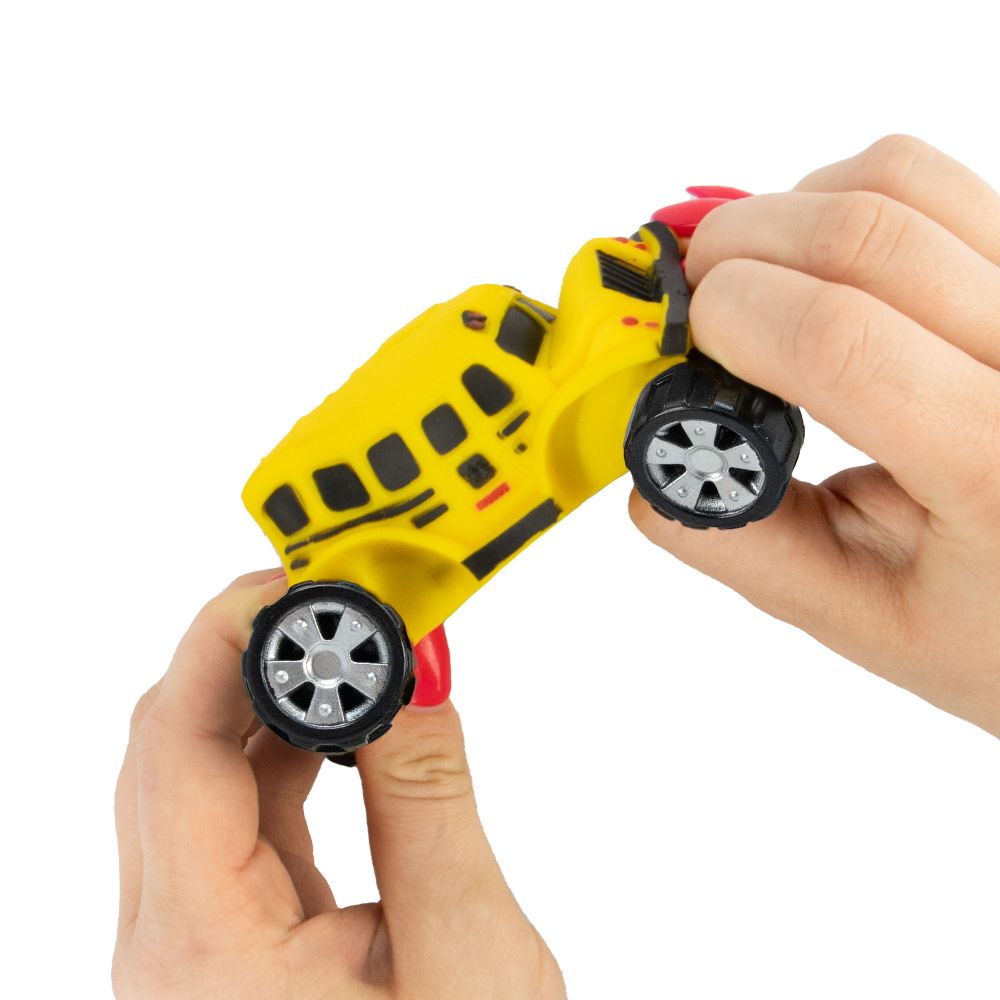 Autobús escolar sensorial elástico con ruedas de juguete