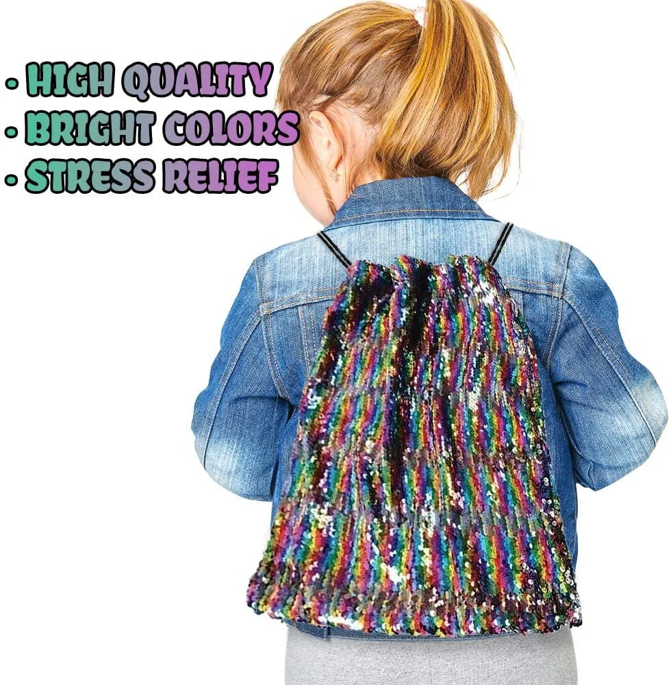 Rainbow Sequin Drawstring Backpack