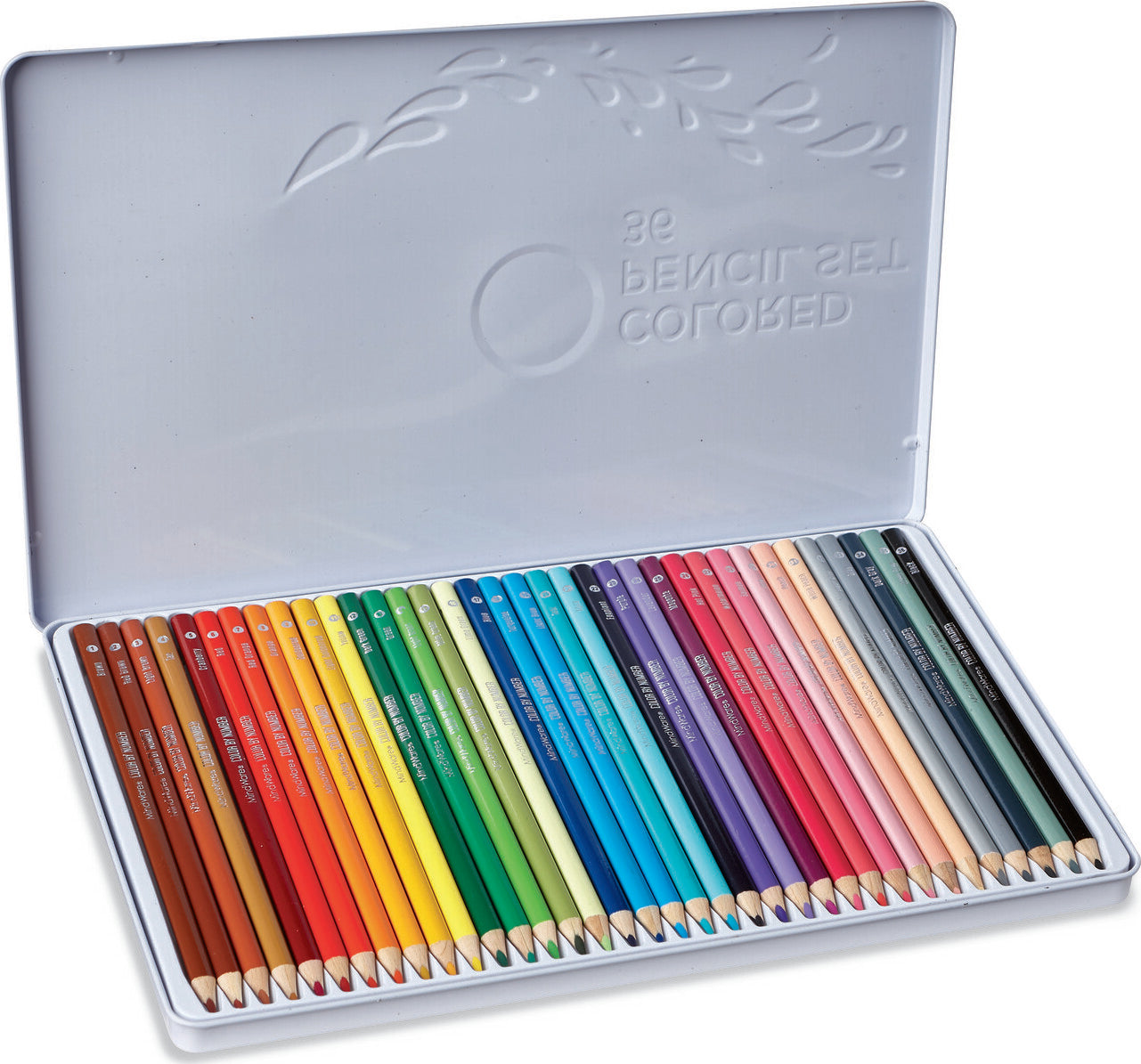 36 Coloured Triangular Pencils In Tin