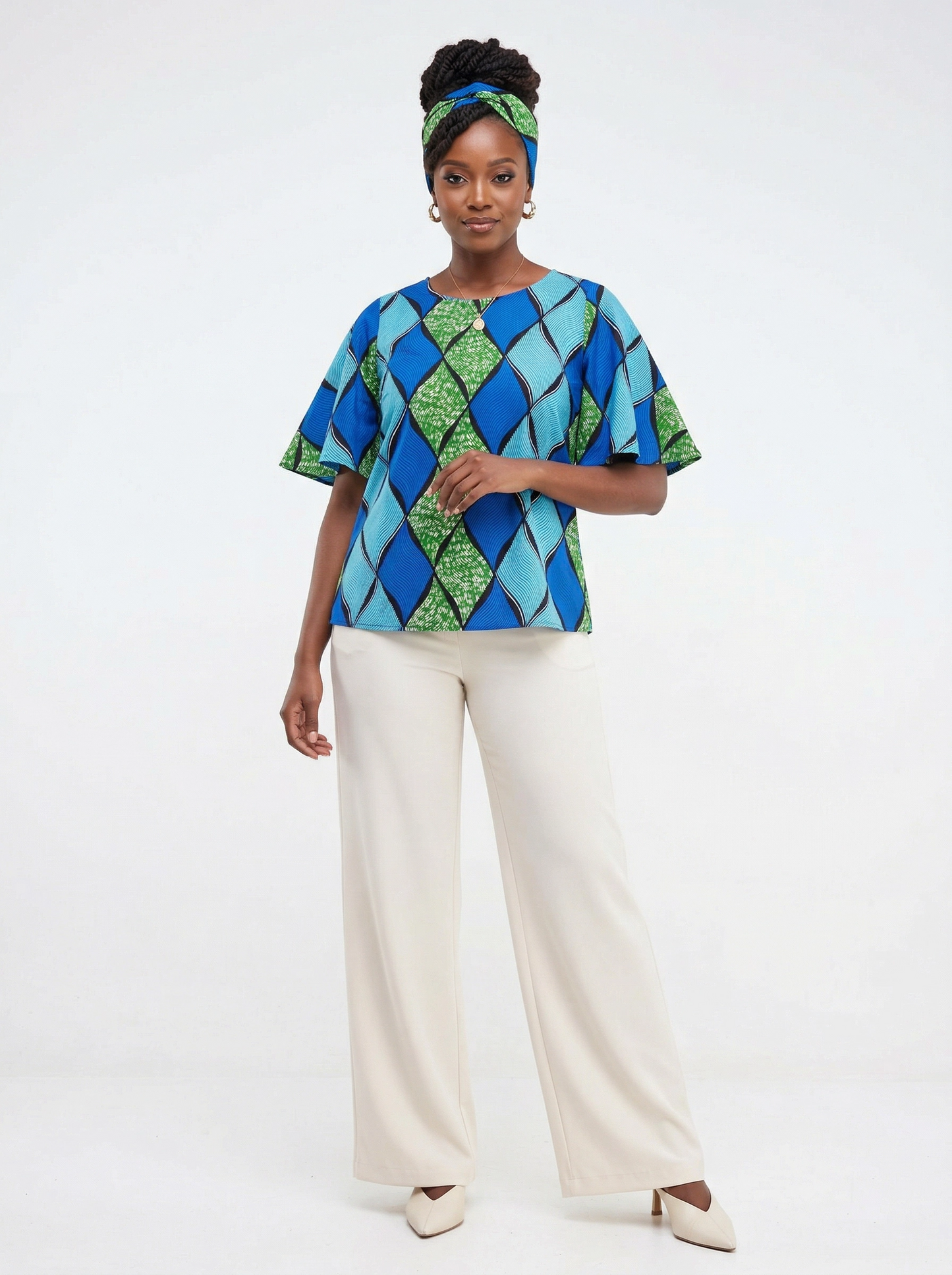 Camisa Dama Celeste-Azul-Negro (Etnia Negra)