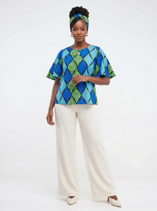 Camisa Dama Celeste-Azul-Negro (Etnia Negra)