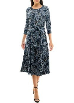 Dress Navy Artic Multi  - Nina Leonard