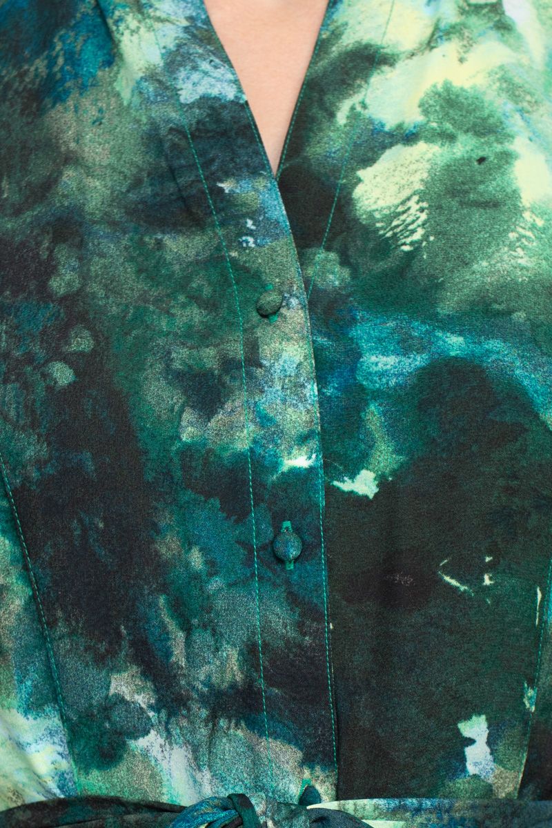 Multi Print Chiffon Dress Teal Multi - Nanette Lepore