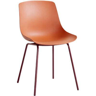 Nordic Style PP Plastic Dining Chair with Metal Frame Red
