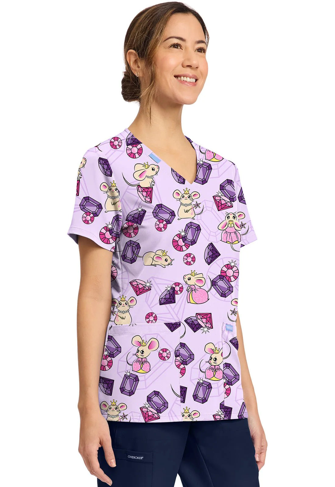 Top con cuello en V estampado Princesa Ratón