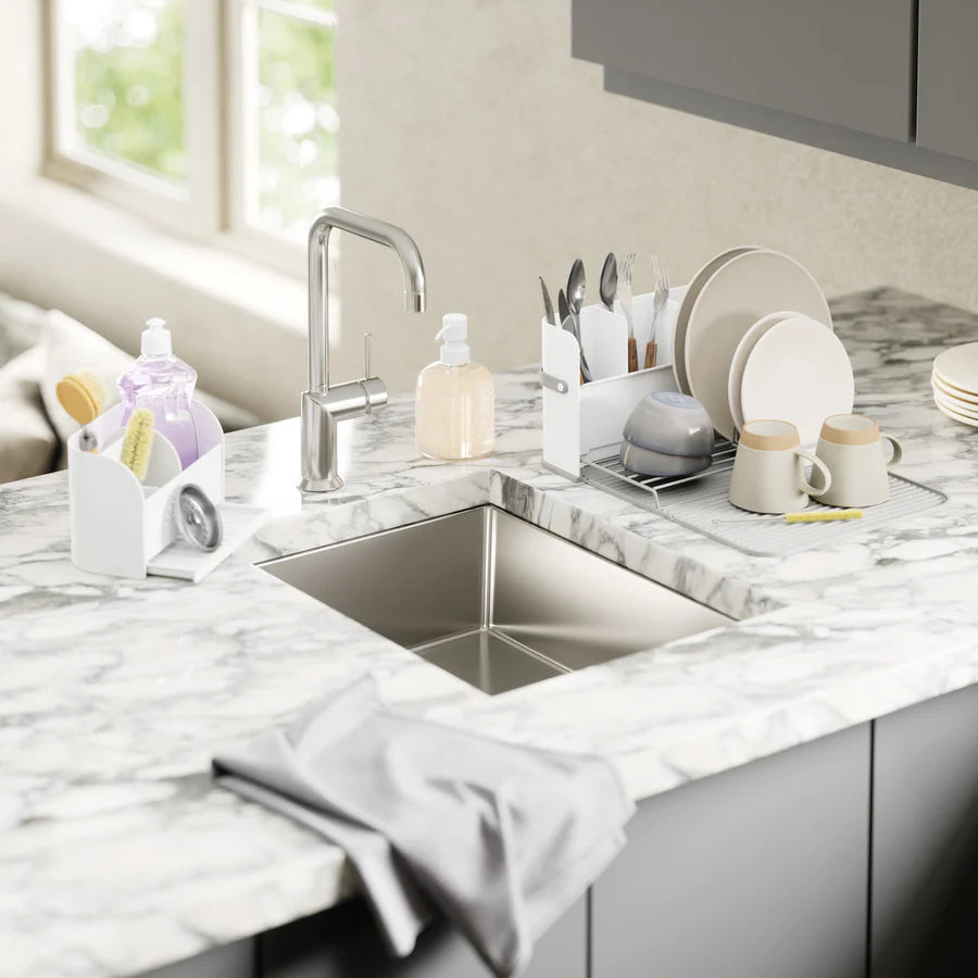 Sling Sink Caddy With Soap Pump White